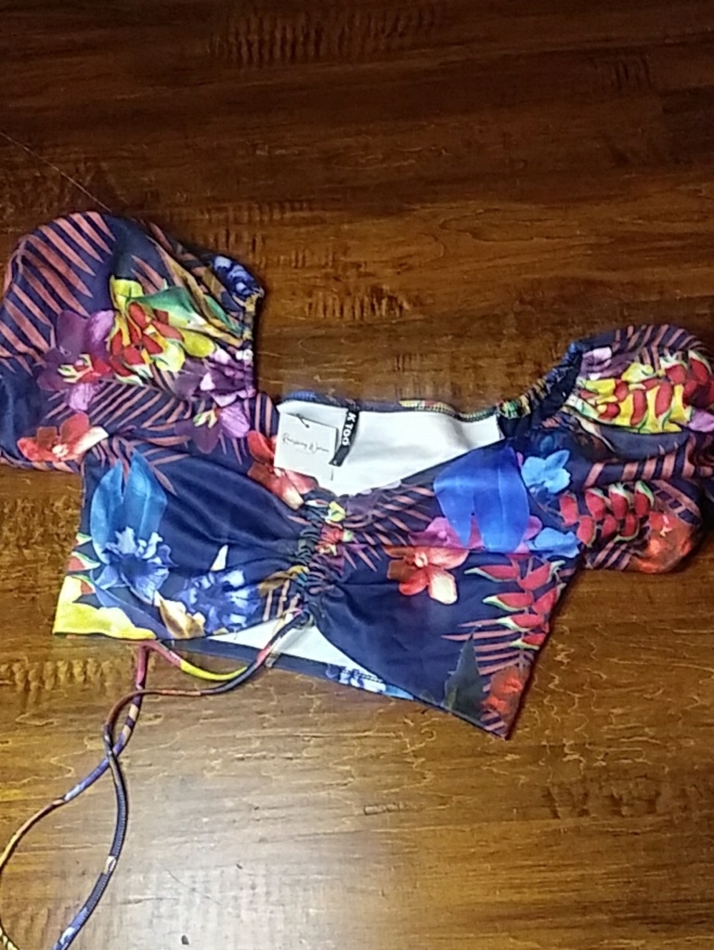 Ruched Floral Crop Top - Multicolor